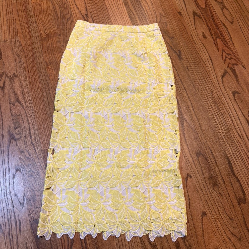 NWT Anthropologie Sunday in Brooklyn Overlay Maxi Floral Skirt yellow white XS - Picture 2 of 8